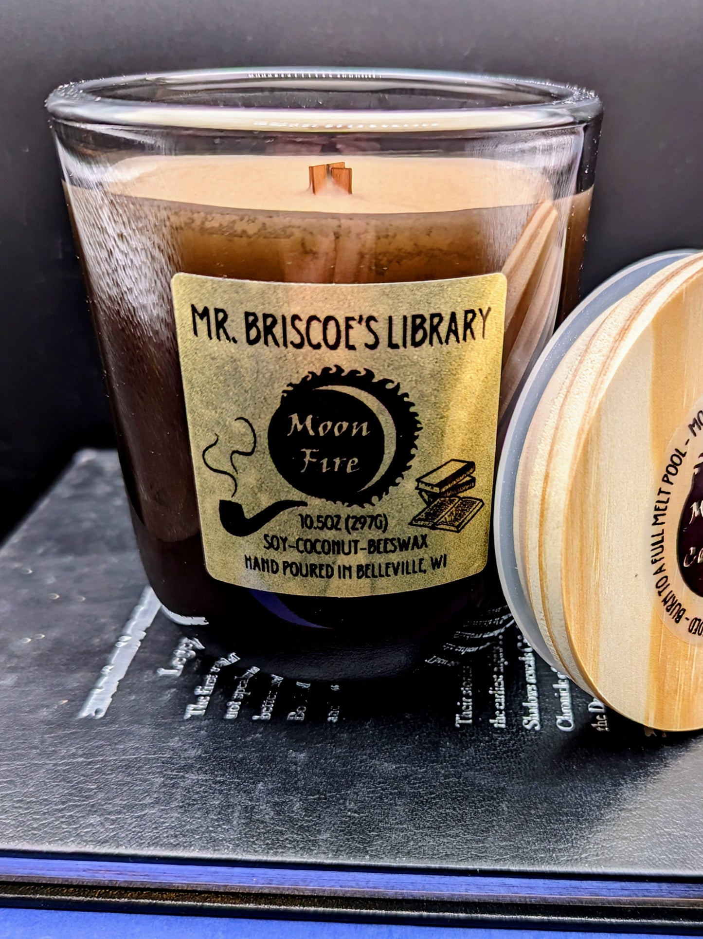 Mr Briscoe's Library Wooden X Wick Candle