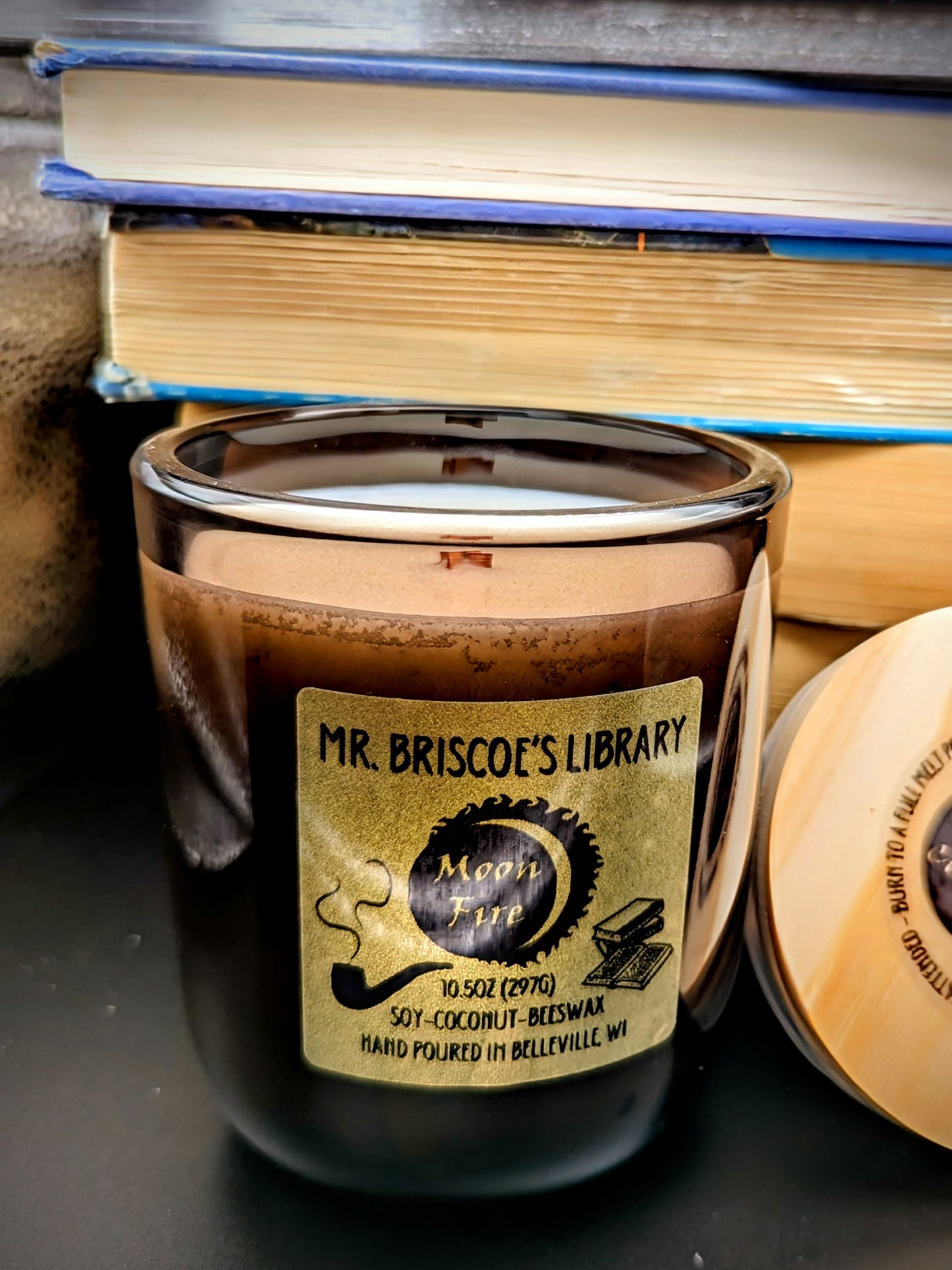 Mr Briscoe's Library Wooden X Wick Candle