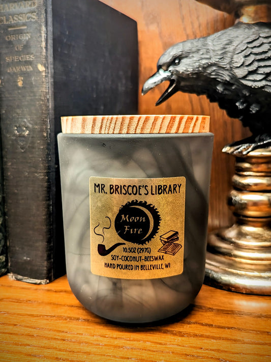 Mr Briscoe's Library Wooden X Wick Candle